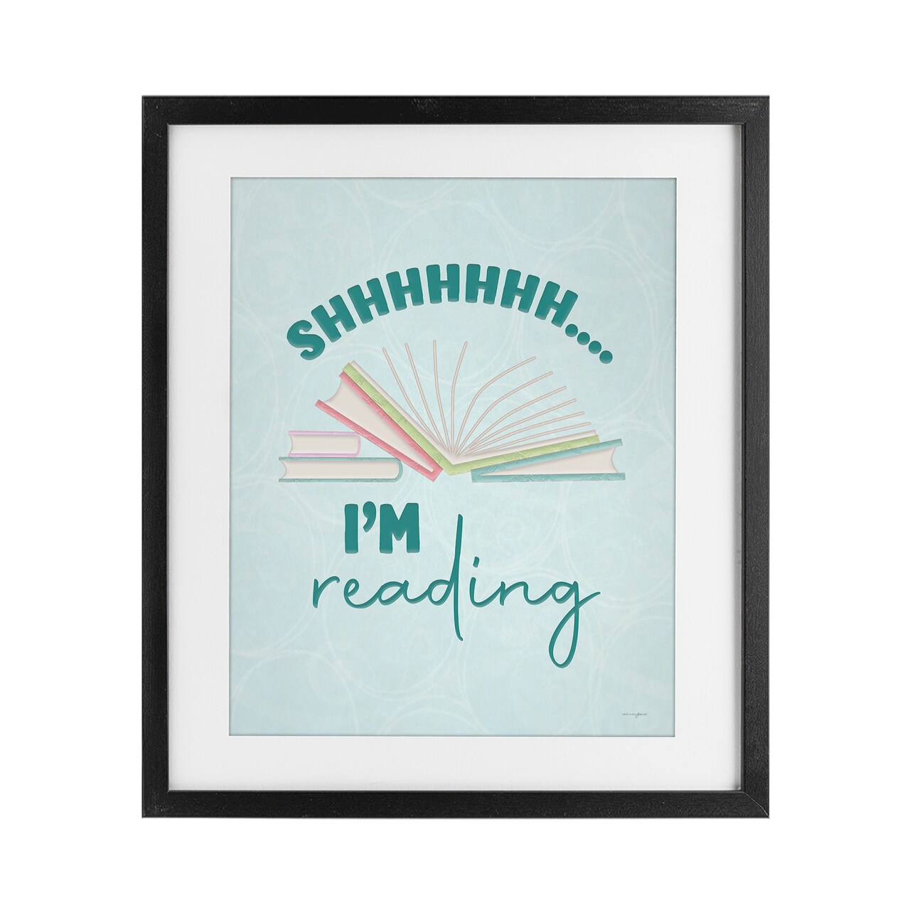 Stupell Industries Shhh I'm Reading Framed Print Under Glass, design by Seven Trees Design